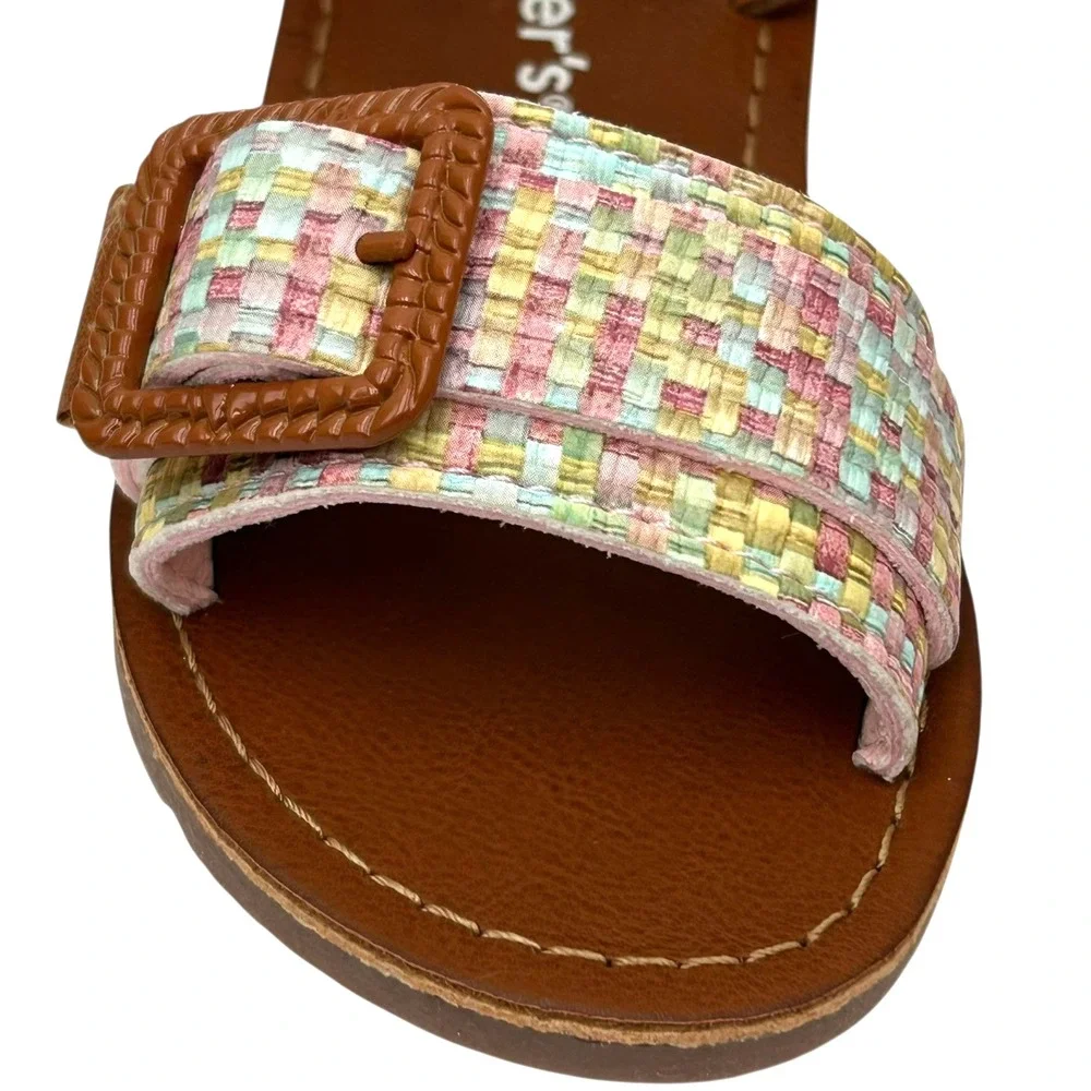 Carter's‎ Toddler Girls Open Toe Sandal Size 7 Brown-Multi Lightweight Comfort